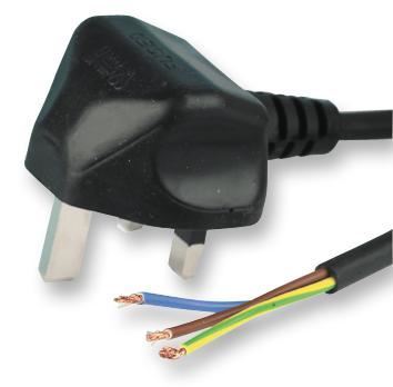 PRO ELEC 13A 영국형 플러그 케이블 (1.5mm², 블랙, 2m)