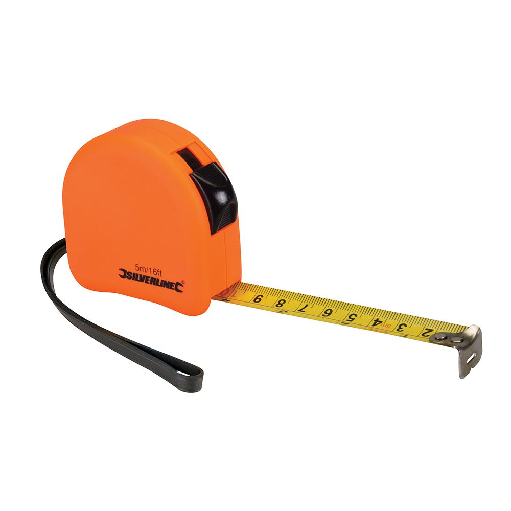 Silverline Hi-Vis Contour Tape Measure, 5m x 19mm