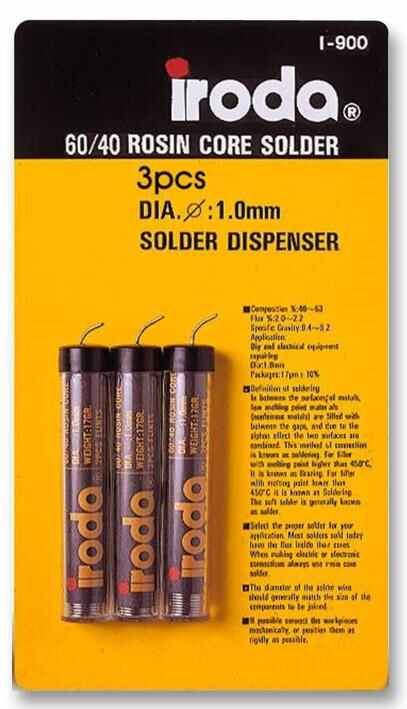 IRODA 60/40 Rosin Core Solder Dispenser 1.0mm, 17g 3-Pack