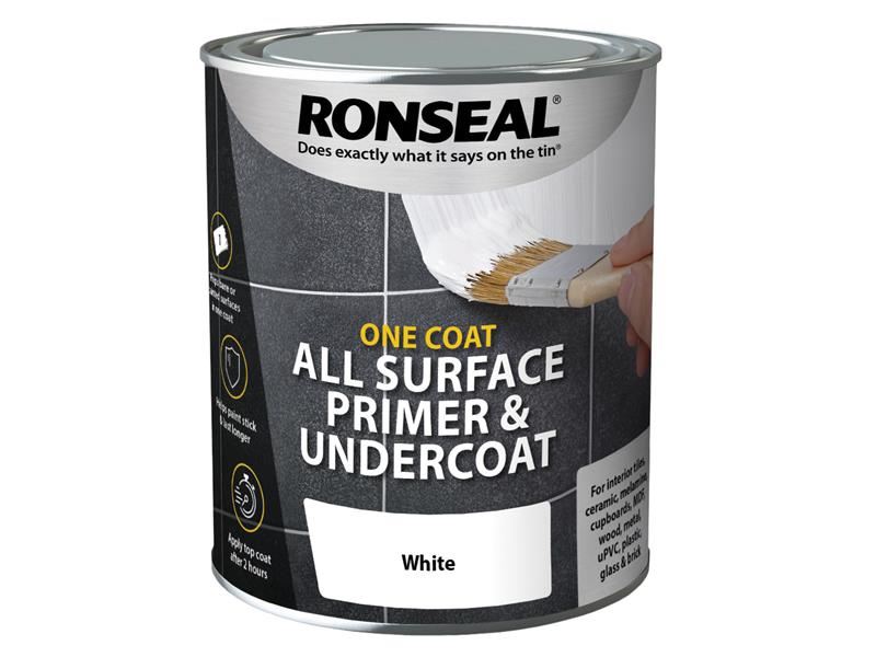 Ronseal One Coat Alles-in-één Primer & Onderlaag, Wit, 750ml