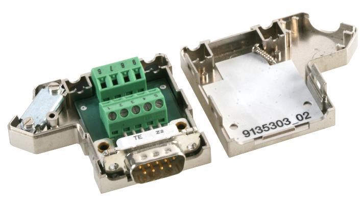 Phoenix Contact 9-Pin D-Sub Plug to Screw Terminal, Right Angle