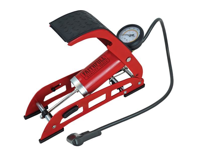 Faithfull Fußpumpe Einzylinder mit Manometer
