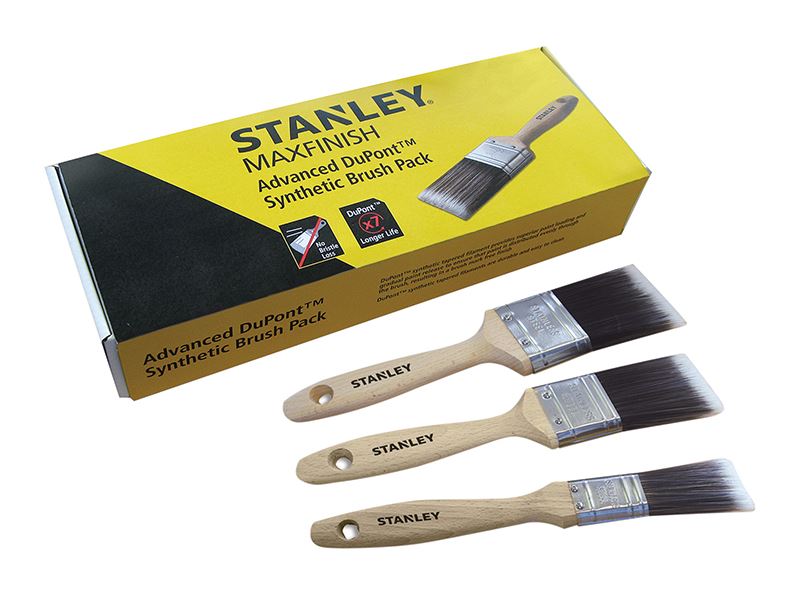 STANLEY MAXFINISH Synthetic Paint Brush Set - 25mm, 38mm, 50mm