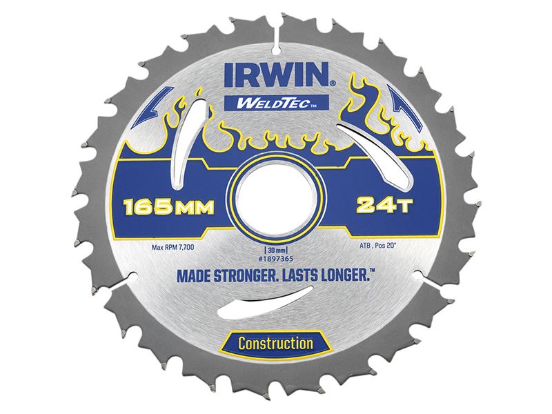 IRWIN Weldtec 원형 톱날 블레이드 165mm x 30mm, 24T ATB
