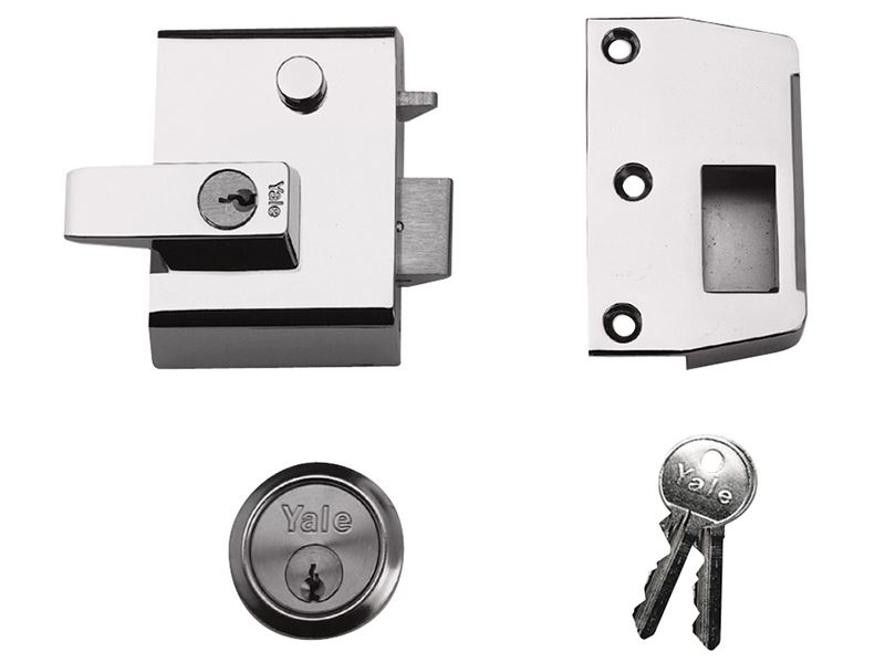 Yale P2 Double Locking Nightlatch, 40mm Backset, DMG/PB Finish