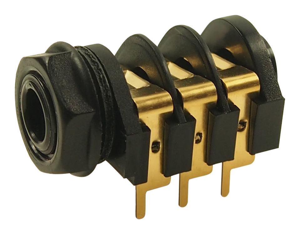 CLIFF Conector Jack Estéreo 6,35mm Banhado a Ouro, Montagem em PCB