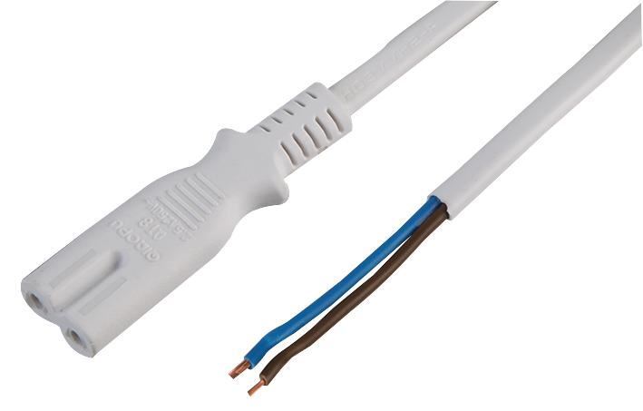 PRO ELEC Cabo de Alimentação IEC C7 a Pontas Nuas, 1m, Branco