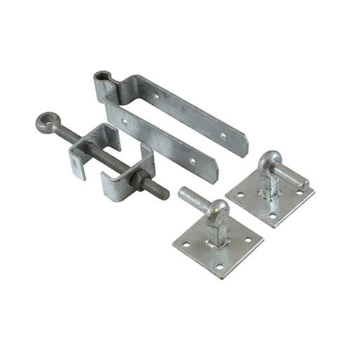 Timco Adjustable Hinge Set with Hook on Plate, Galvanised, 300mm