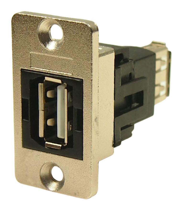 CLIFF Slim USB 2.0 Type A to A Feedthrough Adapter, Nickel, 42mm