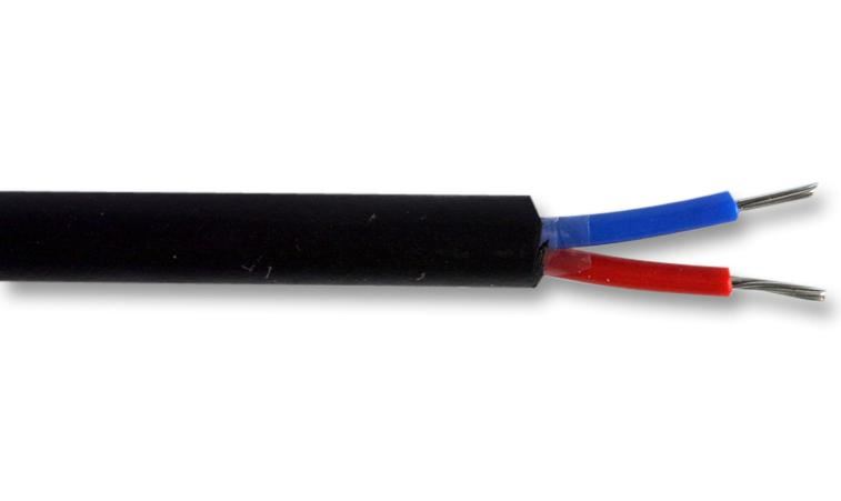 PRO ELEC Câble 2 conducteurs non blindé 7-2-2A, 0,2mm, Noir, 25m