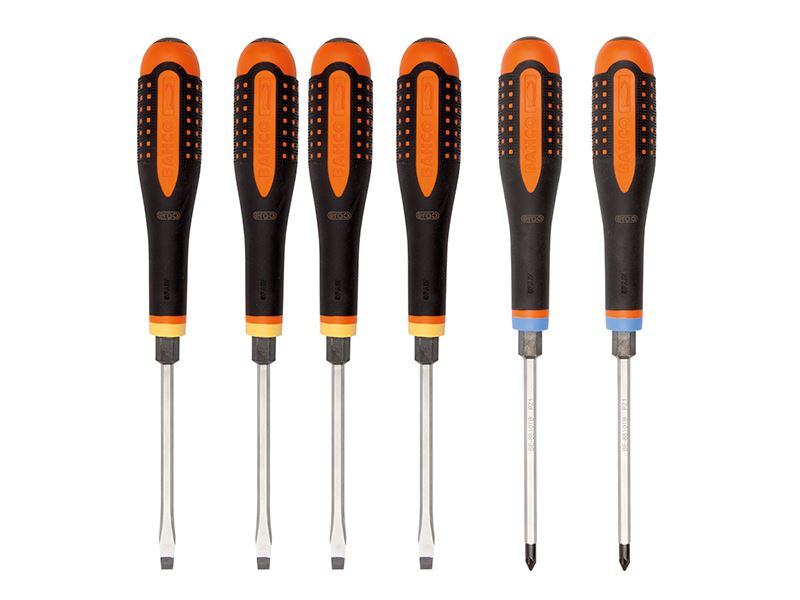 Bahco BE-9882TB Set de tournevis ERGO Through Blade, 6 pièces