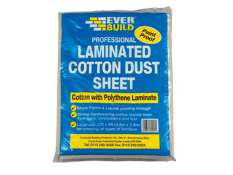 Everbuild Sika Laminated Cotton Dust Sheet 3.6m x 2.7m