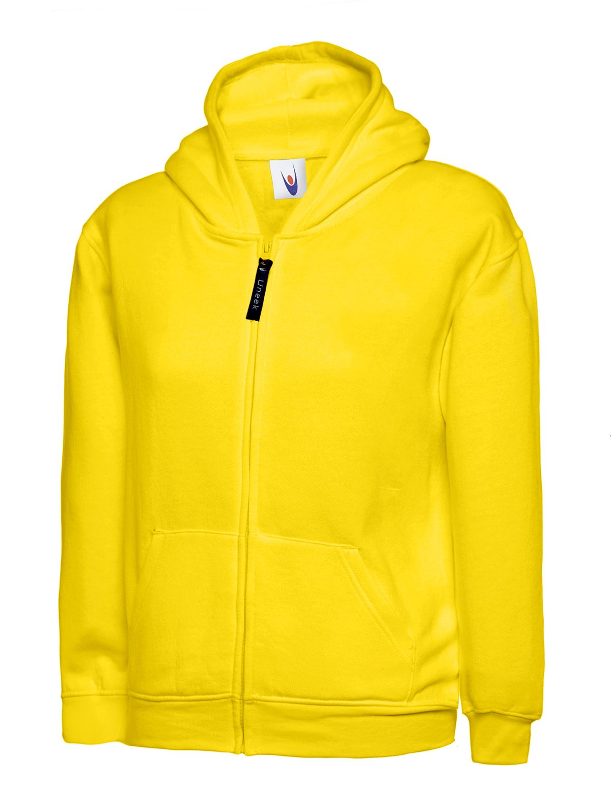 Uneek Kids Classic Full Zip Hooded Sweatshirt - Yellow - Age 9/10