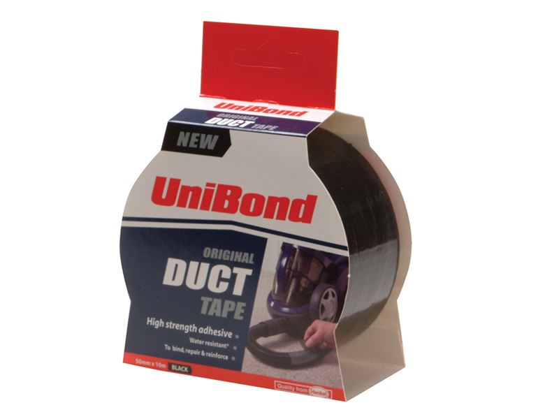 UniBond DIY Black Duct Tape, 50mm x 50m, Heavy-Duty