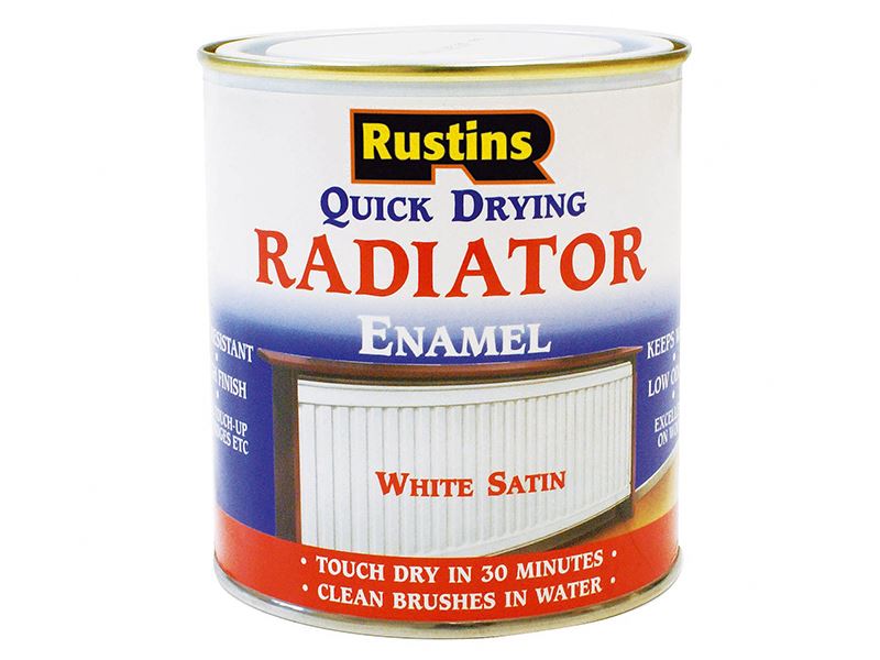Rustins Sneldrogende Radiatorverf, Satijn Wit, 250ml