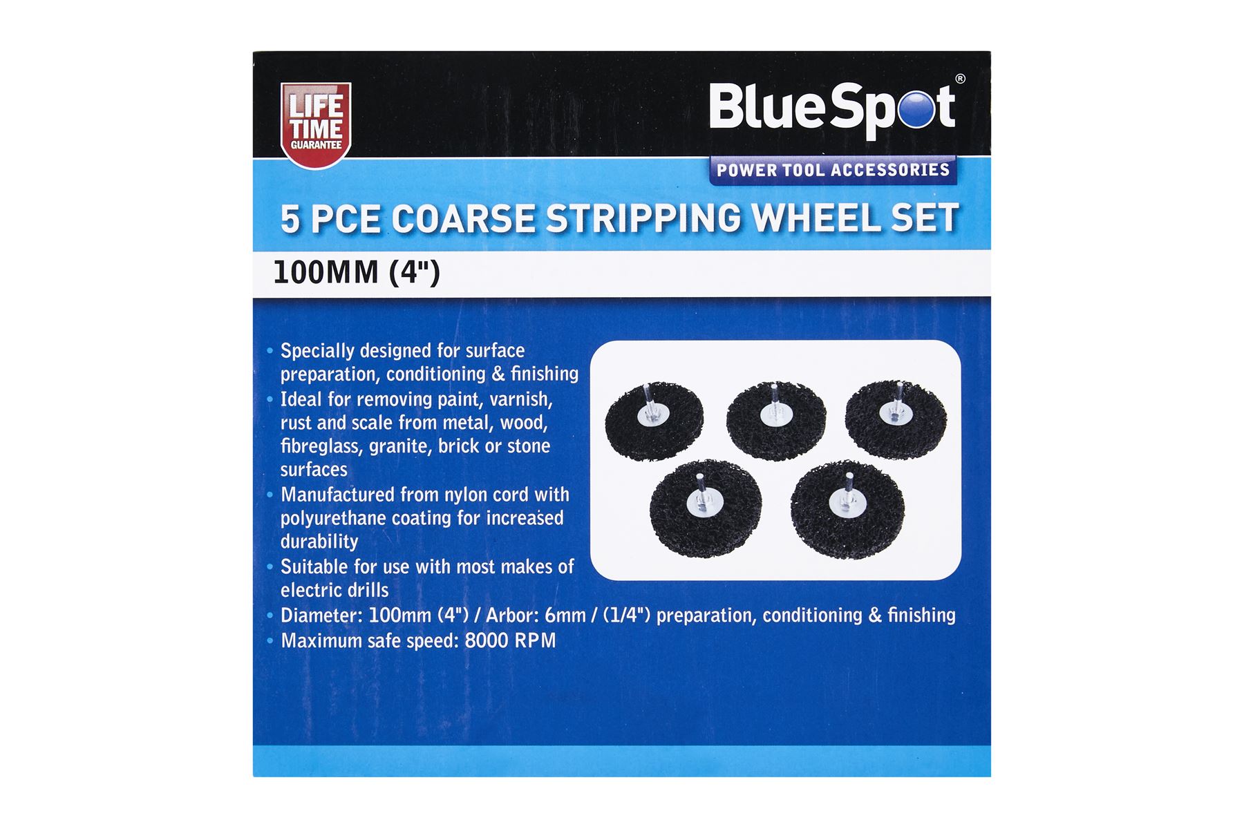 Blue Spot Tools 5-Piece 100mm Coarse Stripping Wheel Set