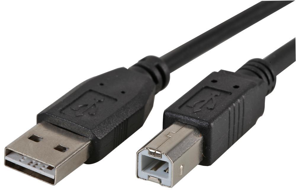 PRO SIGNAL Reversible USB 2.0 A to B Cable, Male to Male, 3m, Black