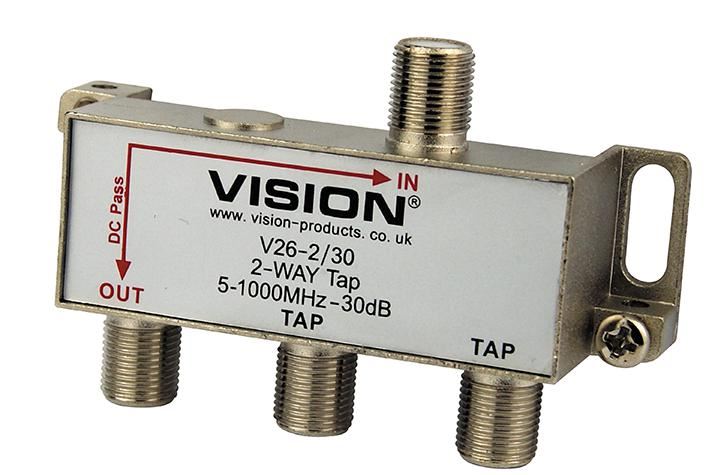 Vision 2-Way 30dB MATV Tap, Die-Cast Housing, F-Type