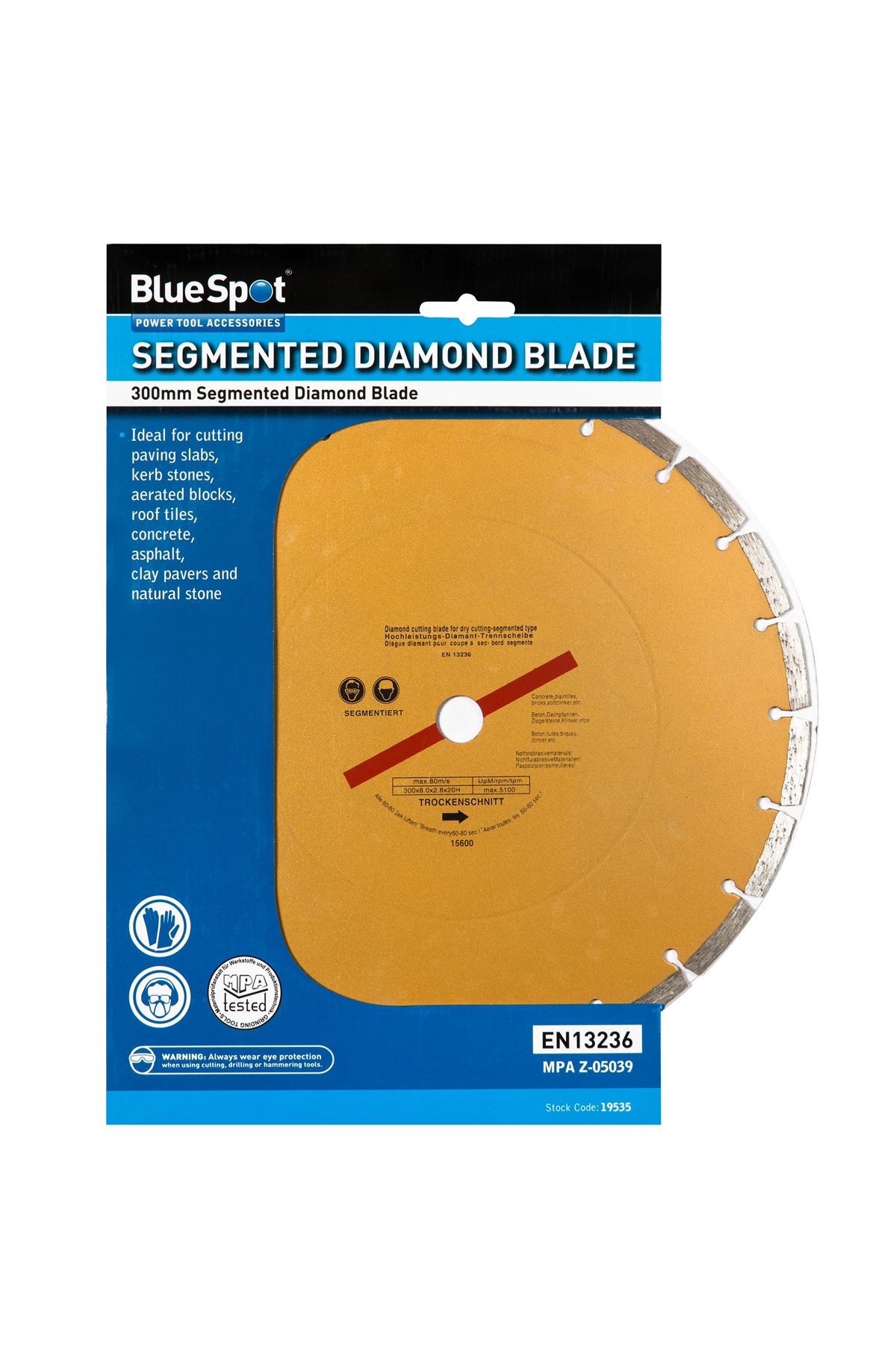 BlueSpot Disco Diamantato Segmentato Dorato da Taglio a Secco 300mm (12'')