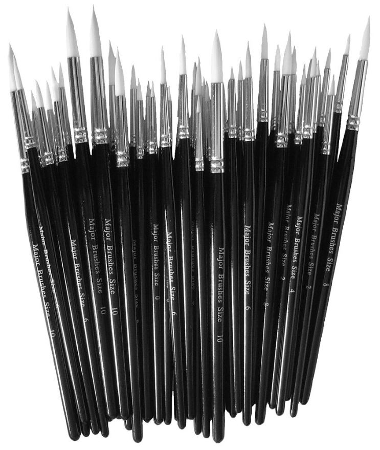 MAJOR BRUSHES Synthetische Sabel Ronde Verfkwasten, 50-delig