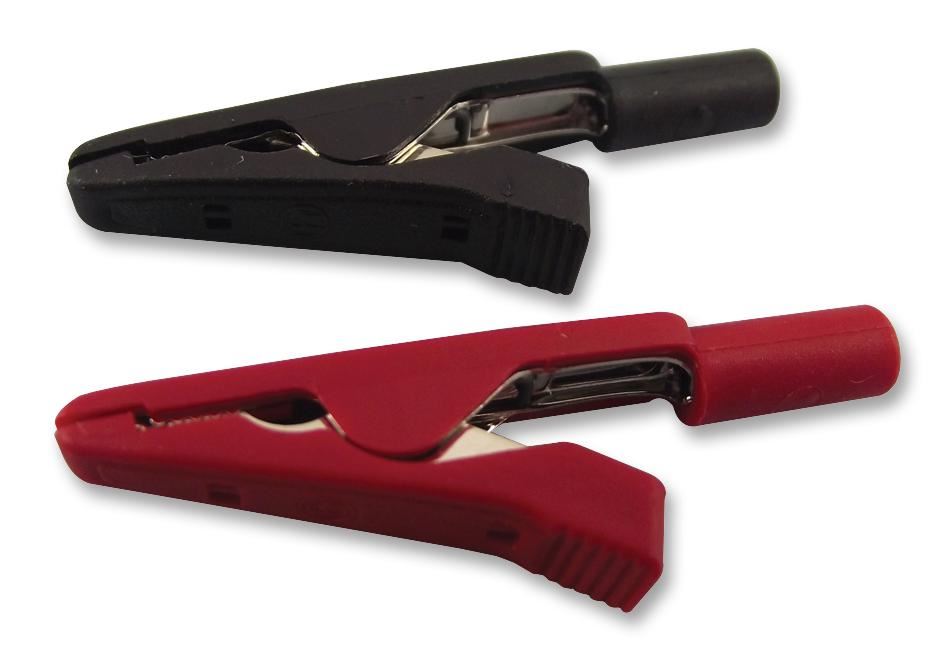 Hirschmann 8A 2mm Crocodile Clips, Red & Black