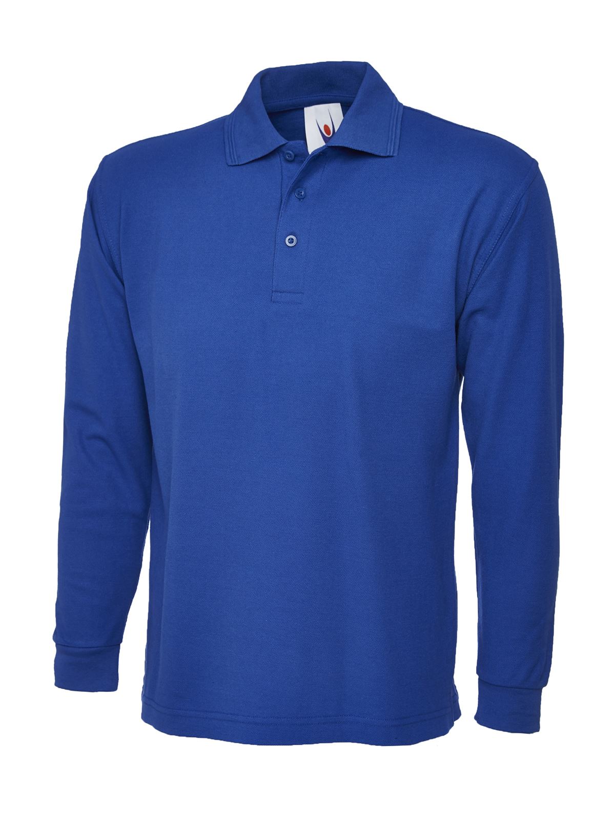 Uneek Unisex Long Sleeve Polo Shirt - 50% Polyester 50% Cotton - Royal - XL