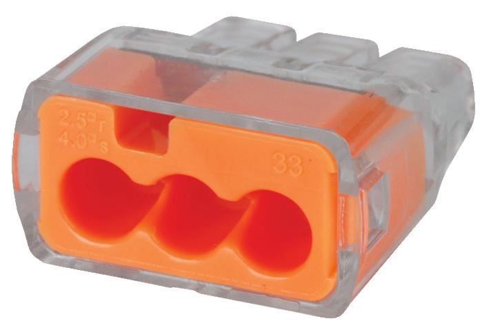 IDEAL In-Sure - Naisc Chuarda Push-in 3-Phort, Oráiste, 4mm²