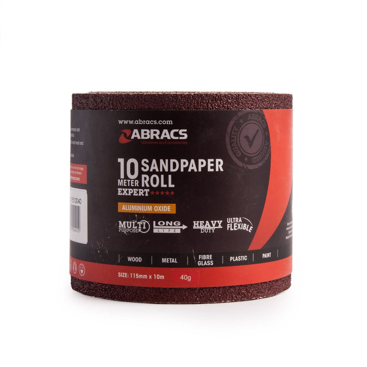 Abracs Rotolo Carta Vetrata 40 Grana, 115mm x 10m