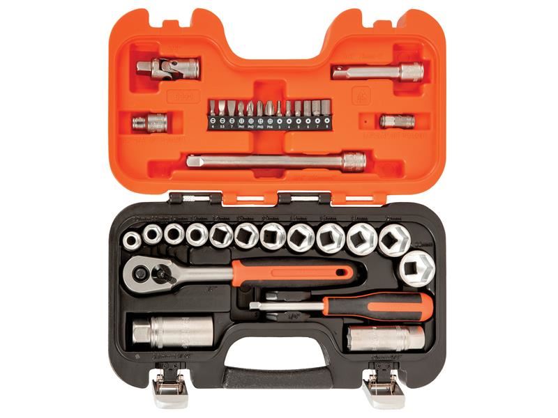Bahco S330 3/8in Drive Socket Set, 34 Piece, Alloy Steel