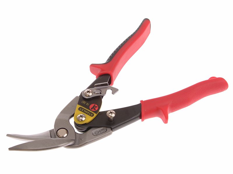 STANLEY Tesoura de Aviação Offset para Corte à Esquerda, 250mm (10in), Vermelha