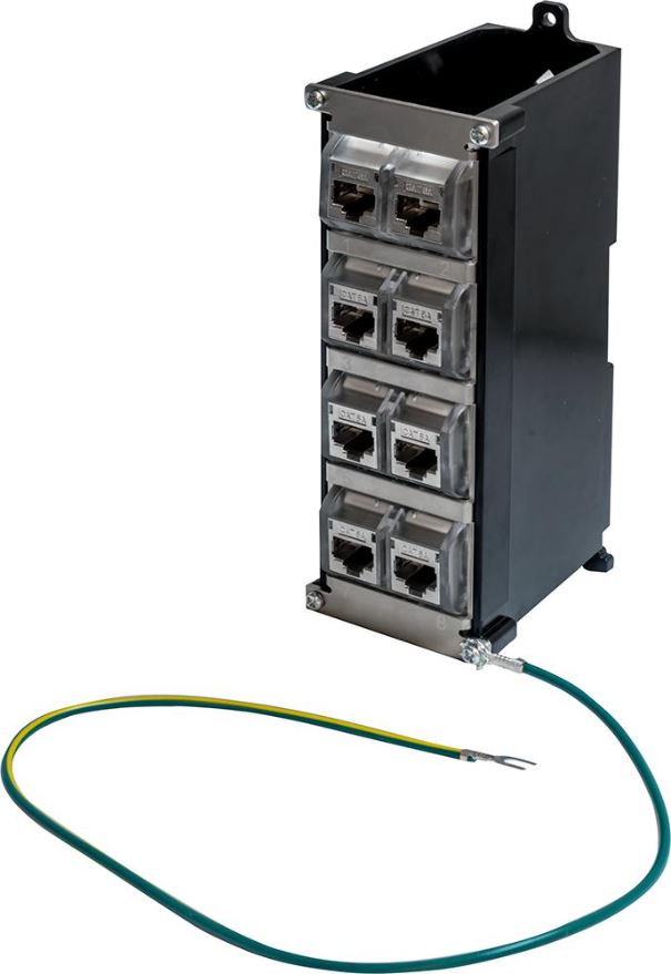 TUK CAT6a DINレールキーストーンカプラーパネル 8ポート