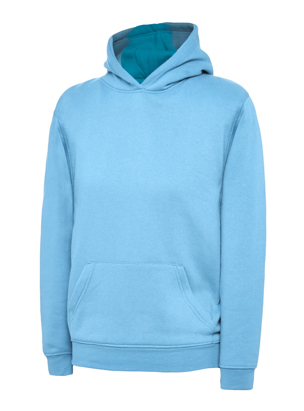 Uneek Kids' Hooded Sweatshirt - 50% Polyester 50% Cotton - Sky - Age 5/6
