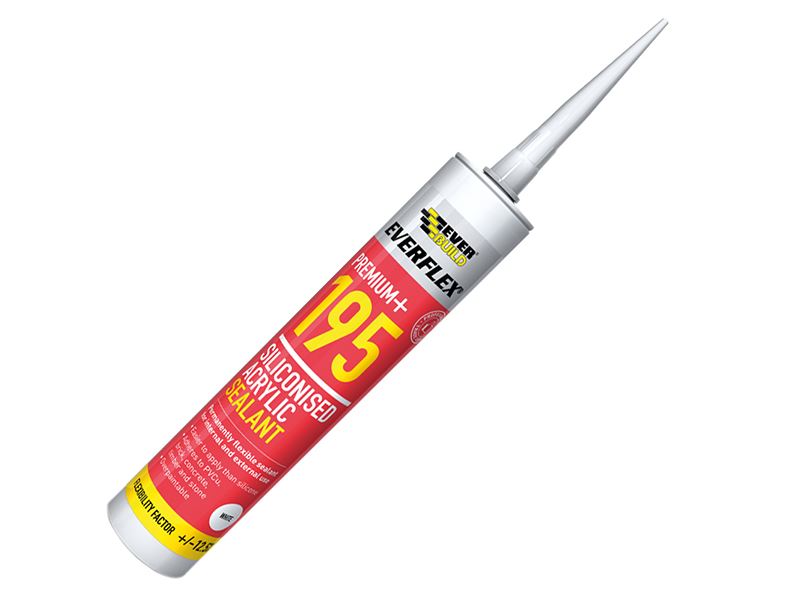 Everbuild Sika Everflex 195 Siliconised Acrylic Sealant - White, 300ml