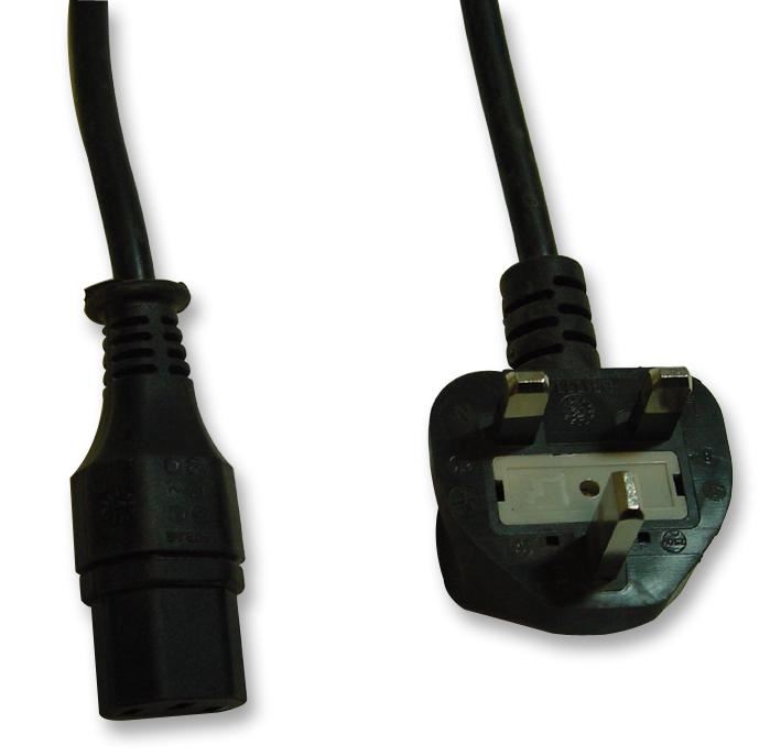 PRO ELEC 13A UK 플러그 to IEC C13 소켓 메인스 케이블, 2m, 블랙