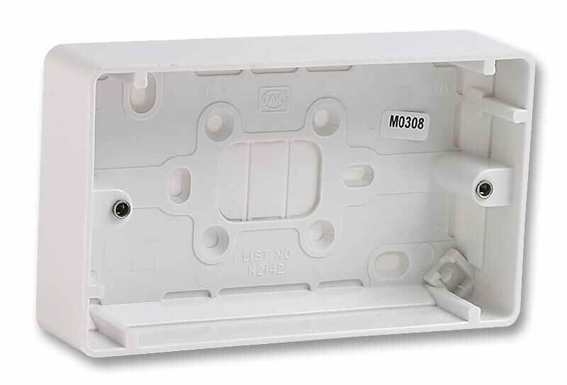 MK Logic Plus 2 Gang Surface Pattress Box, White, 30mm