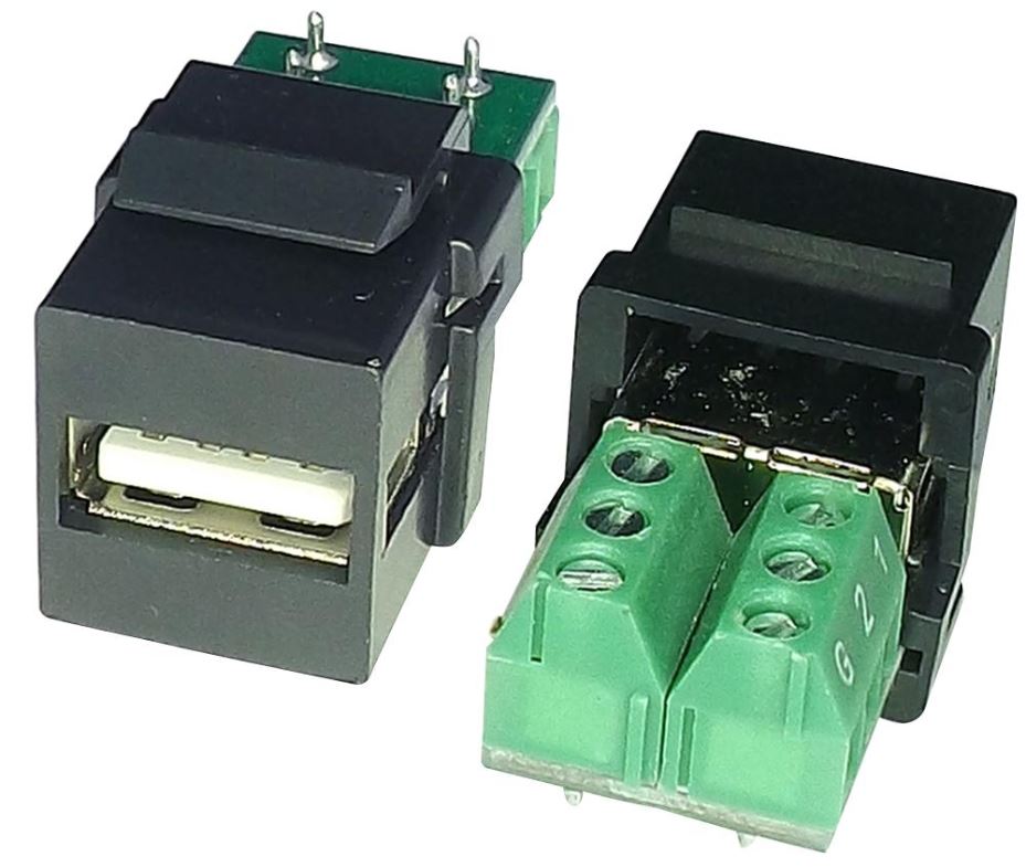 TUK USB 2.0 A vrouwelijke keystone aansluiting met schroefaansluitingen, zwart