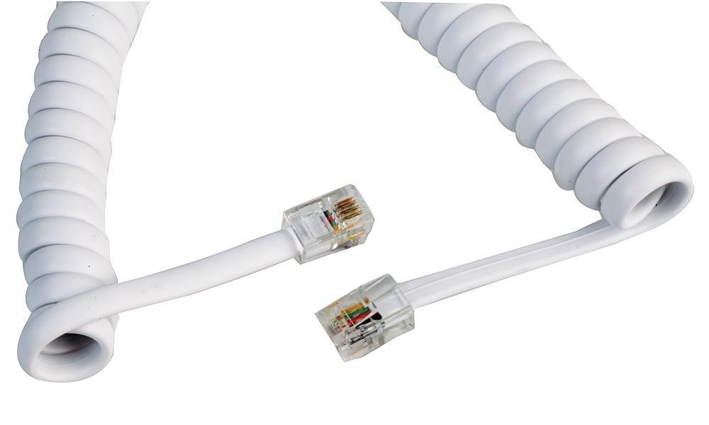 PRO SIGNAL Cabo Espiral RJ10 para Telefone, 6.4m, Branco