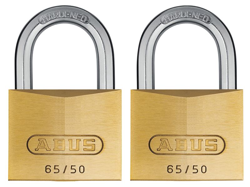 ABUS 65/50mm Brass Padlock Twin Pack