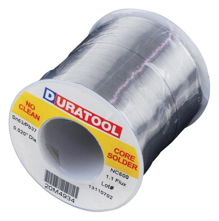 Duratool Solder Wire, Leaded, 63/37 Sn/Pb, 0.51mm, 454g