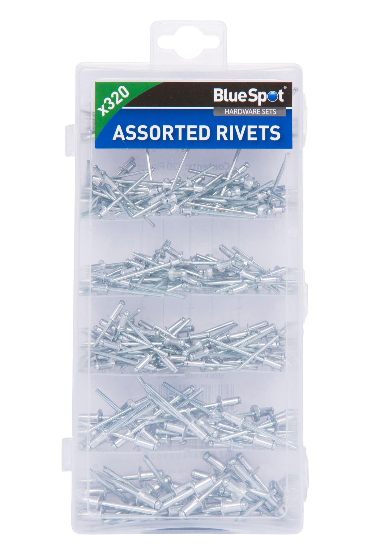 Blue Spot Tools - Kit de 320 rivets aveugles, tailles assorties (2,4-4,8mm)