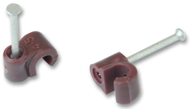 UNIFIX Round Cable Clips 4.5mm, Brown, 100 Pack