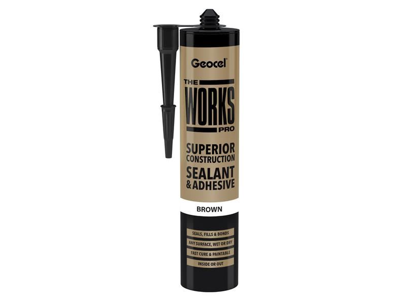 Geocel THE WORKS PRO Sealant & Adhesive, Brown, 290ml