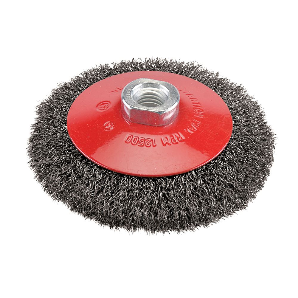 Silverline 115mm Steel Crimp Bevel Brush for Angle Grinder