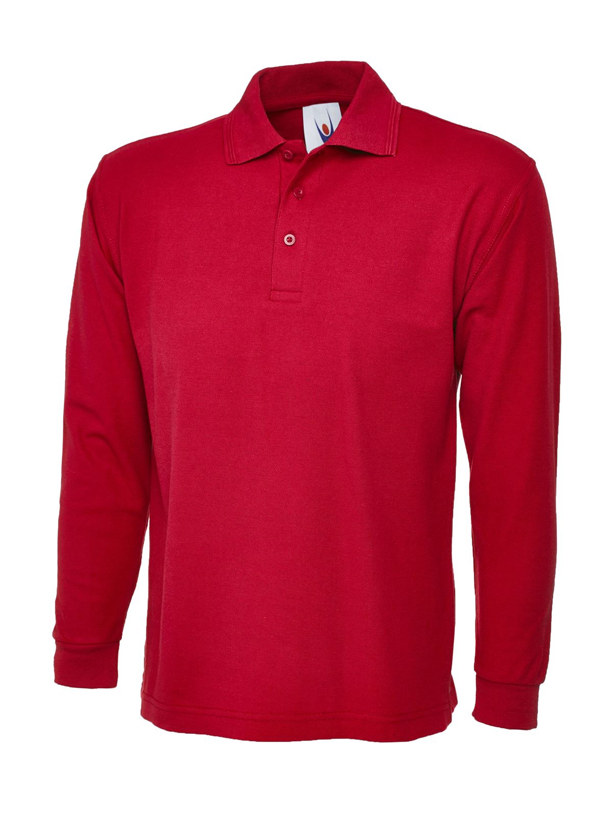 Uneek Unisex Long-Sleeve Polo Shirt, 50% Polyester 50% Cotton, Red, Size 3XL