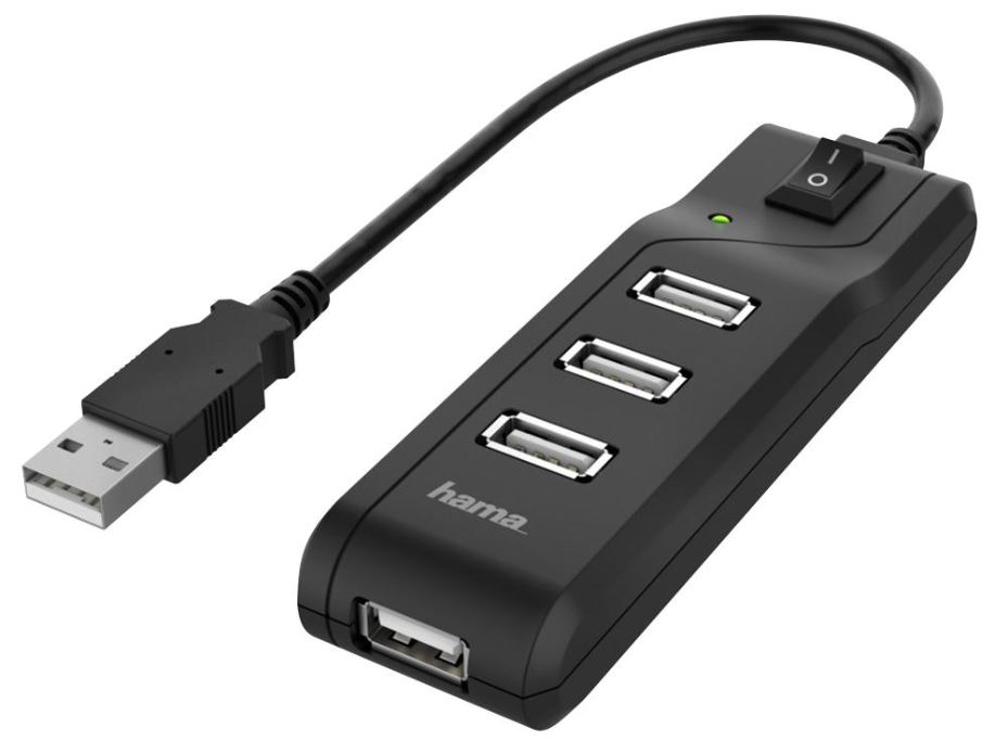 HAMA Hub USB 2.0 de 4 Portas com Interruptor de Energia