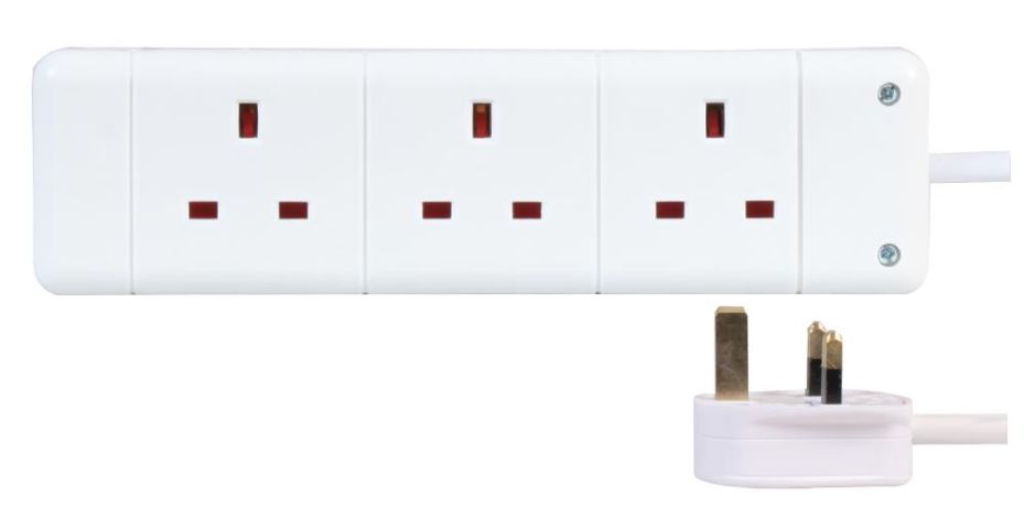 PRO ELEC Extensão Elétrica 3 Tomadas, Branco, 1m, 13A