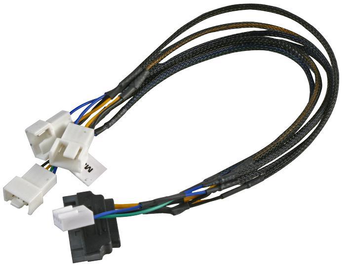 AKASA Cable d'alimentation SATA vers 3 ventilateurs PWM, 30cm