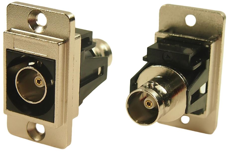 CLIFF ELETRÓNICA Soquete BNC Duplo de Passagem Slim, 75 Ohm, Quadro em Níquel