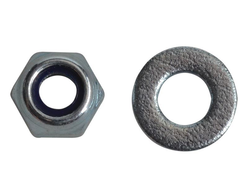 ForgeFix Écrous Nyloc et Rondelles en Acier Zingué, M4, Lot de 50