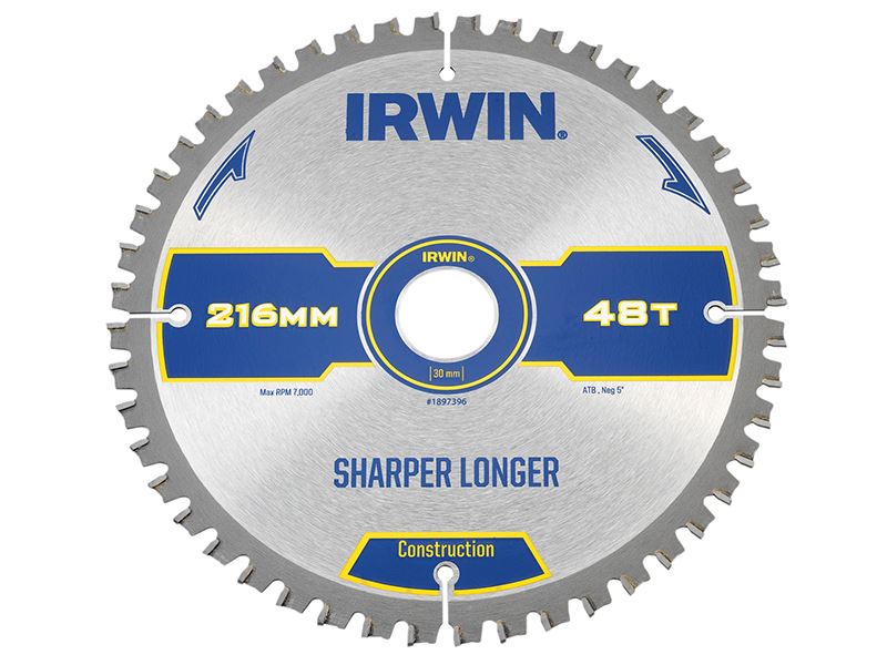 IRWIN® 建築斜切圓鋸片 216 x 30毫米 x 48齒 ATB/負角